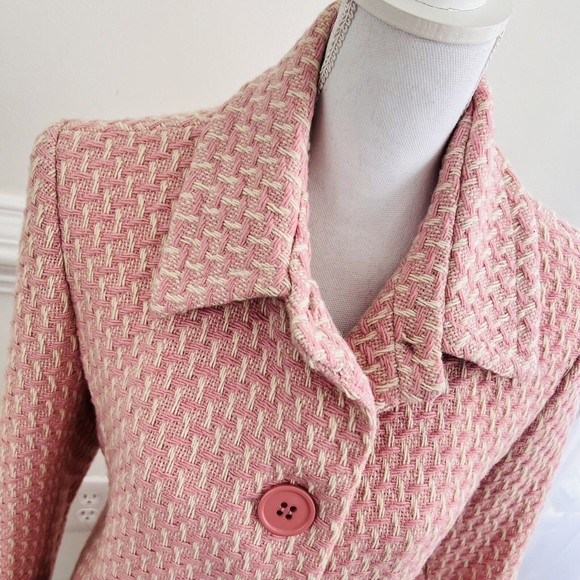 Marvin Richards Jackets & Blazers - Vintage MARVIN RICHARDS Size Large Long Dominican Pink Tweed Button-Up Coat